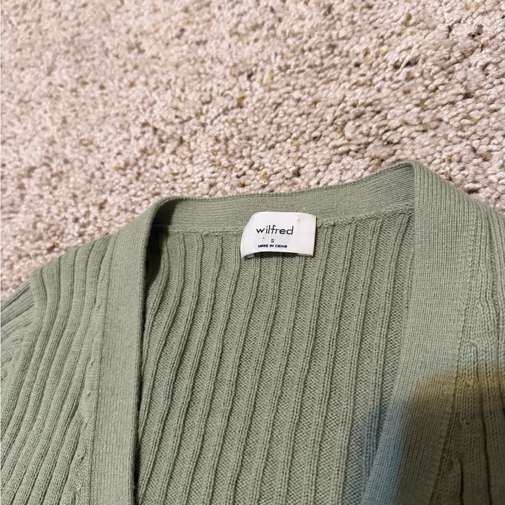 Aritzia WILFRED MANILA Wool Blend CARDIGAN Sage Frost Size Small - Picture 2 of 4